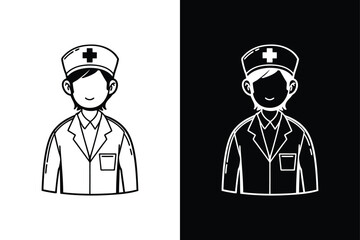 Nurse icon, nurse logo icon, medical nurse logo icon vector illustration on white background.	