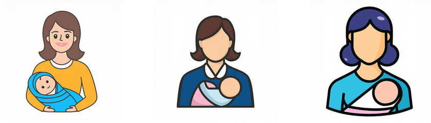 Three cartoon women holding a baby.