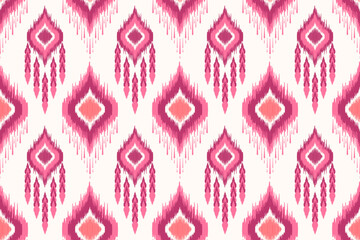 Ethnic ikat seamless pattern.beautiful pattern. floral embroidery, bohemian style, abstract flower art print. ethnic ikat abstract art. seamless fabric. ikat design for fabric, wallpaper, clothing.	