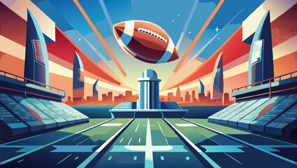 Dramatic american football scene with super bowl atmosphere