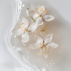 Delicate white flowers in water