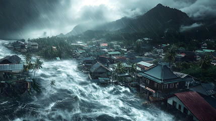 The Catastrophic Approach of a Strong Typhoon Towards a Small Island Community