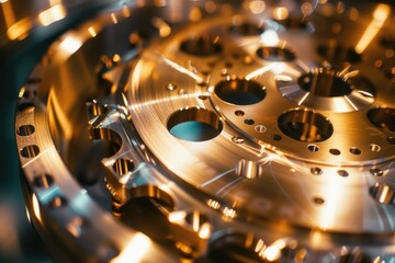 A close-up shot of a metal clock face with intricate details and numerals