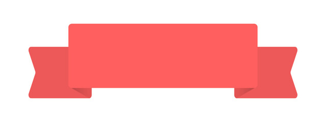 文字スペースのあるシンプルな横長の赤いリボンのイラスト - かわいいフレームや見出しなどの装飾の素材