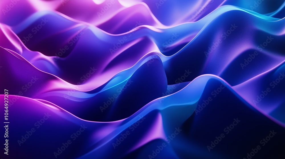 Poster colorful waves of light create an abstract pattern in a vibrant display of purple and blue tones ill