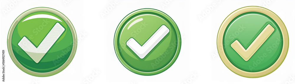 Aufkleber Three round buttons with checkmarks.