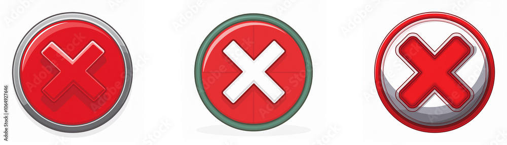 Aufkleber Three circular buttons with a red cross symbol in the center.