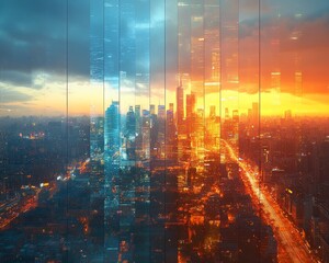 Fototapeta premium Captivating Timelapse of Beijing's Dynamic Skyline at Dusk Showcasing Urban Energy and Vibrant City Life