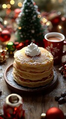Christmas breakfast with pancakes.