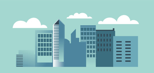 Obraz premium Minimalist Cityscape With Clouds vector