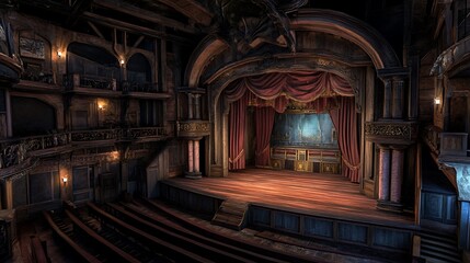 Fototapeta premium Theater stage with curtains and spotlights