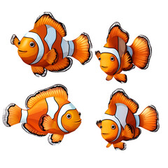 Fototapeta premium Set of clown fish, isolated on a transparent background