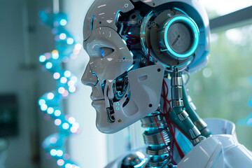 Fototapeta premium Futuristic Science Innovation in Robotics and Artificial Intelligence - Generative AI