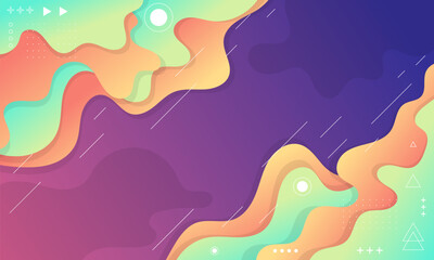 Abstract Gradient Background with Wavy Shapes and Geometric Elements