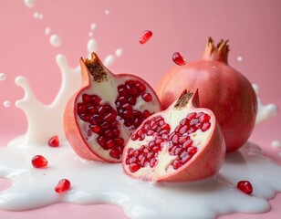 Fresh Fruits Immersed in water and milk.Refreshing and Invigorating