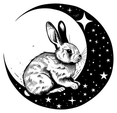 recommend clip art: PNG Rabbit in the moon logo animal mammal.