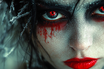 Generative AI image of a menacing horror-themed Santa Claus portraying a terrifying Christmas killer character