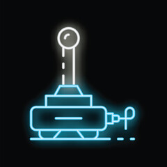 Glowing neon line water pump icon isolated on black background vector illustration