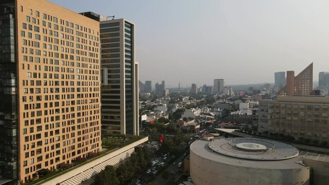 Aerial shot of Polanco in Mexico City, the richest area of ​​the city of this country