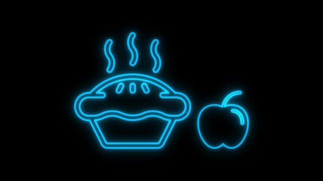 Glowing neon Apple Pie sign animation on a black background.