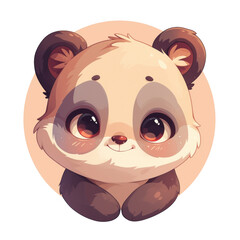Naklejka premium A cute cartoon panda with large eyes and a friendly expression, set against a soft background.