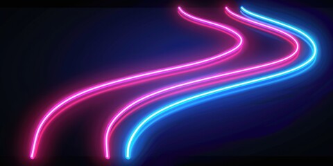 neon pink and blue lights in darkness