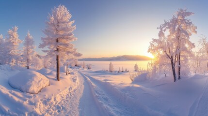 Obraz premium Winter scenery stunning breathtaking scene wallpaper postcard