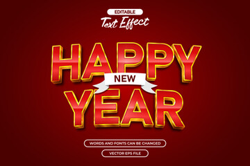 Happy new year editable text effect with red gradient background