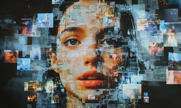recognition technology, illustrating the creation of deep fake images and the manipulation of visual content using advanced artificial intelligence algorithms
