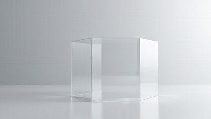 A 3D render of an acrylic box on a gradient background, highlighting clarity and simplicity