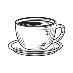 coffee, drink, beverage, hot coffee cups drawing vectors design 