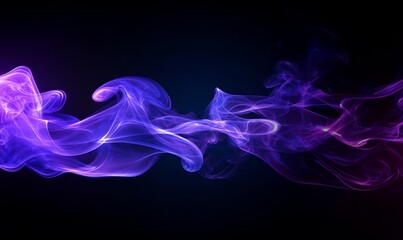 Obraz premium An artistic shot of purple smoke swirling in a beam of light against a dark backdrop