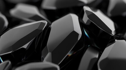 Fototapeta premium Abstract Graphite Mosaic: A close-up view of a modern graphic design, showcases an array of graphite-toned, multi-faceted surfaces, exuding a sleek, contemporary aesthetic.