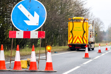 A Setup Of Roadworks Within The United Kingdom On One Of It's Millions Of Roads