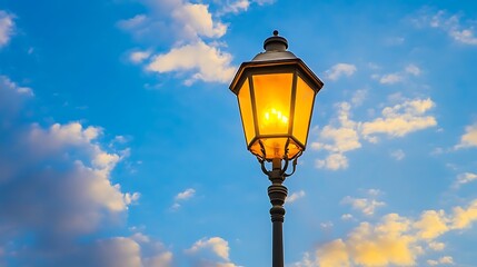 old street lamp on blue sky