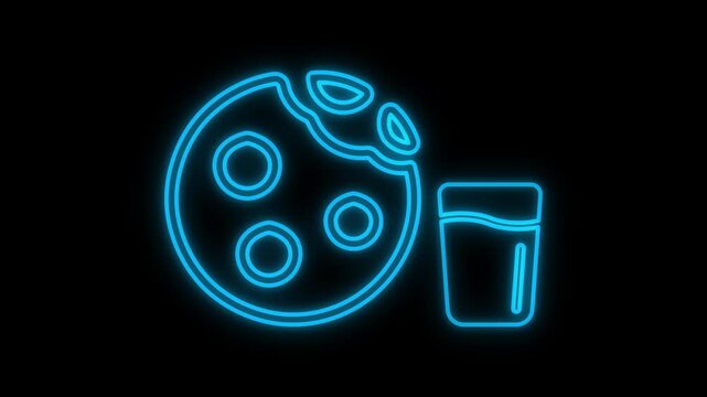 Glowing neon Cookies sign animation on a black background.