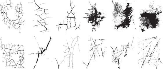 Grunge textures set. Collection of vector, distress, textures .Simply Place grungy textured overlay over any Object to Create grunge ,dirty effect .Various distressed texture for your design. 