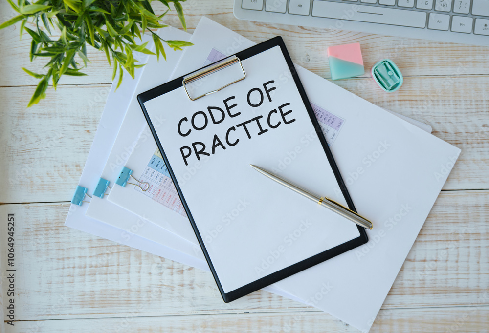 Poster code of practice cop is shown using a text