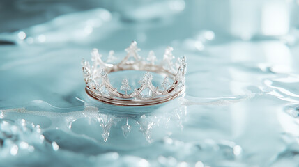 Silver crown rolling on the ground on a silver floor