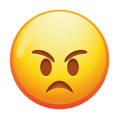 An angry emoji face with furrowed brows and a frown, expressing strong displeasure and frustration in bold yellow tones.