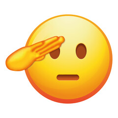 A saluting emoji face with a friendly smile and raised hand, conveying respect and greeting in bright yellow tones.