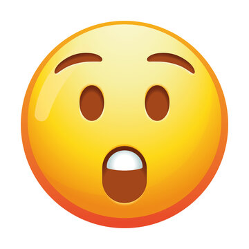 An astonished emoji face with wide eyes and an open mouth, expressing shock or amazement in bright yellow tones.