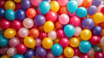 A background completely packed with colorful balloons, tightly arranged to create a festive, celebratory surface with no gaps.