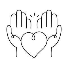 Compassionate Support Icon – Hands in Heart Shape, Representing Care, Help, and Empathy