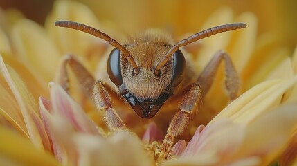 Vibrant Honey Bee on Sunflower Close-Up