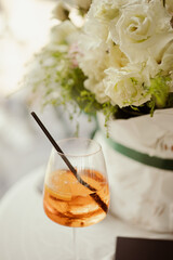 Aperol spritz cocktail on a luxury restaurant table
