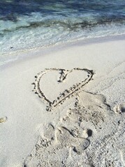 Heart drawn on a beautiful beach in Jamaica