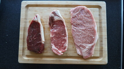 Comparisson between Kobe Wagyu Beef, Grain beef, Grass Beef