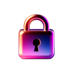 Colorful 3D lock symbol, white isolate background, Transparent background.