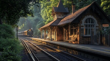 old railway station in autumn